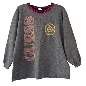 Vintage 1989 Guess by Marciano One Size Grey Logo Sweatshirt